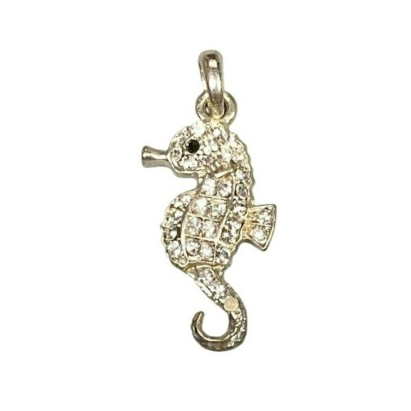 Seahorse Rhinestone Pendant Charm Sparkling Crystal 1 inch - Picture 1 of 4